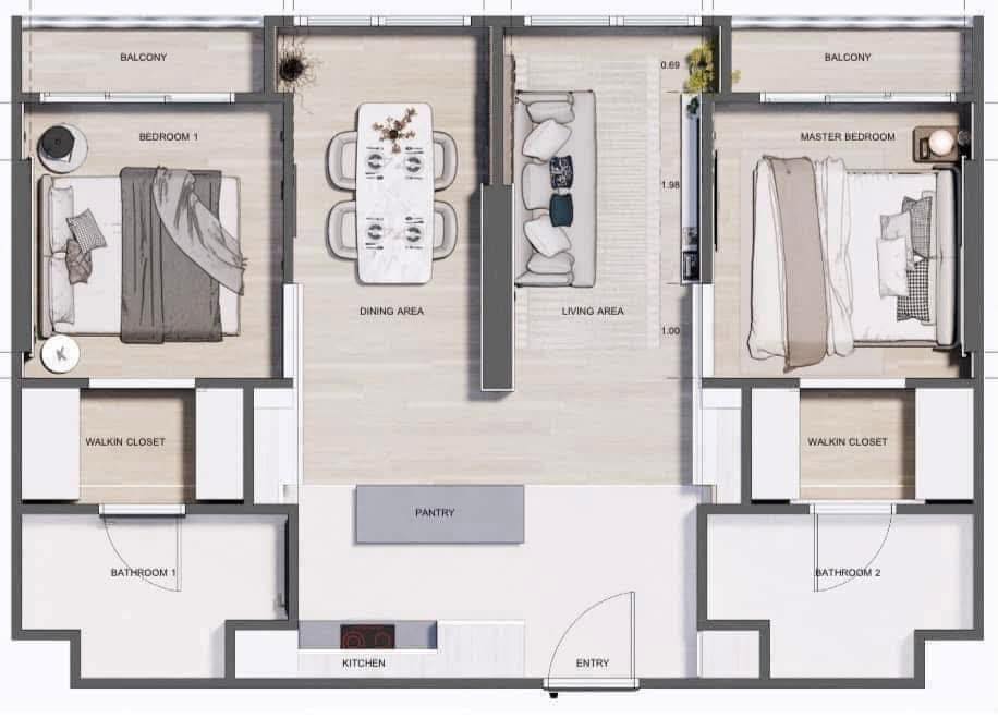 Two Bed Room Condo For Rent